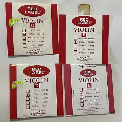 Red Label Violin Single String 1/8 Set Set Of 4 D E G • $74.38