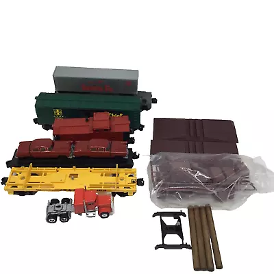 Lot Of 5 Lionel O Scale AT&SF Cars: Flat Cars Boxcar Semi-Truck Vehicles • $50.99