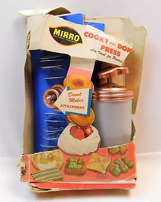 Vintage Mirro Cookie Press Donut Maker With Discs Press Recipes In Box • $26.95