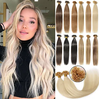 Pre Bonded Keratin Fusion U Tip Human Hair Extensions Nail Tip Brazilian Hair 9A • $102