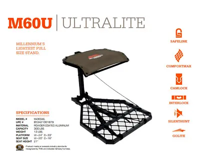 Millennium Treestands ‎M-60U Hang-On Stand 52508 • $267.99