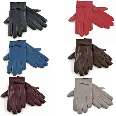 Ladies Women Soft Sheepskin Real 100% Leather Gloves With Lining Driving Winter  • £6.64