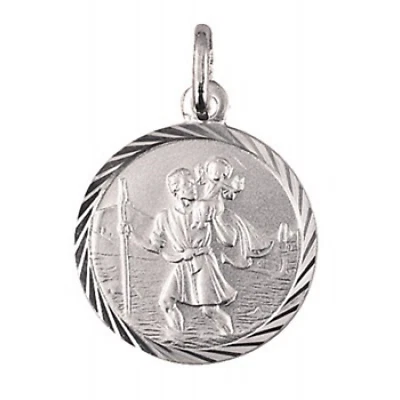$37 • Buy NEW Genuine Solid 925 Sterling Silver St Christopher Pendant 16 Mm Diameter