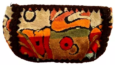 Vintage Abstract Carpet Style Crochet Backed Multicolored Evening Bag • $29.99