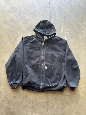 Vintage Black Carhartt Hooded Jacket Size Tall XL USA Made • $100