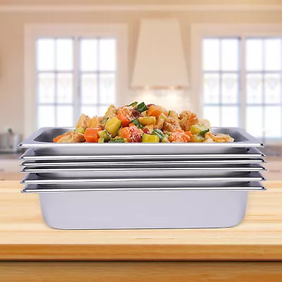 6-Pack Steam Table Pans 1/2 1/1 Deep Stainless Steel Steam Table Pan Restaurant • $27.55