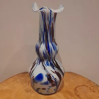 Vintage  Murano  End Of Day Glass Vase  Multi Coloured H 32.5 Cm • £15