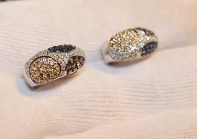 18k White Gold Multi Color Diamonds & Sapphire Earrings Appr. 3750 • $899.99