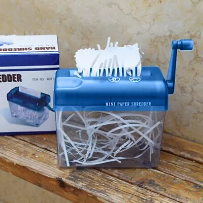 Mini Manual Shredder Office File Document Hand Cutting A4 A6 Paper Portable Blue • $23.99