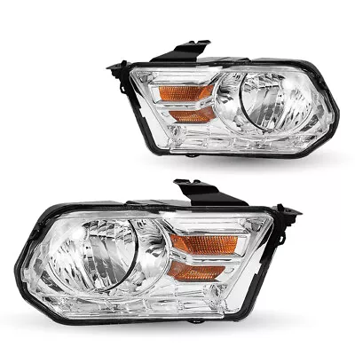 [Halogen Type] For 2010 2011 2012 2013 2014 Ford Mustang Chrome Headlights Pair • $69.99