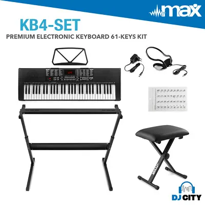 Electronic Keyboard SET 61 Key Stand Stool Headphones LED Learning App • $149