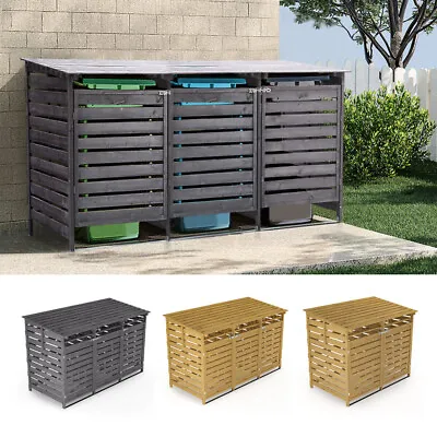 Outdoor Garden Dustbin Storage Double Triple Wheelie Bin Wooden Store Cover Shed • £165.95