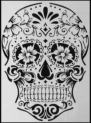 7.5 X10  Clear Plastic Stencil - Day Of The Dead Skull (SN370) • $6