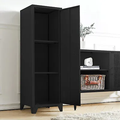 Single Door Metal Filing Cabinet Office Locker Storage Shelves Files Cupboard UK • £65.95