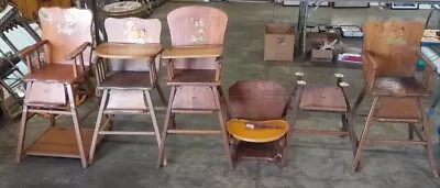 Vintage Wooden Convertible Highchair With Tray & Vintage Decal Lot Of 5 • $699.99