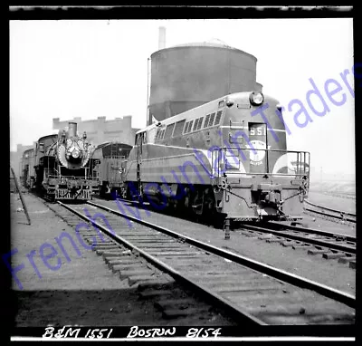 Photo Negative's 2.25x2.25 B&M Boston & Maine Steam & Diesel Locomotive 1954 12 • $4.99