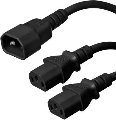 30cm C14 To To 2 X C13 IEC Mains Power Y Splitter Cable Kettle Lead PC Monitor • £7.95