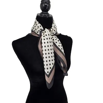 Silk Blend Scarf Gray Black Polka Dot Classic 28  Square • $9.99