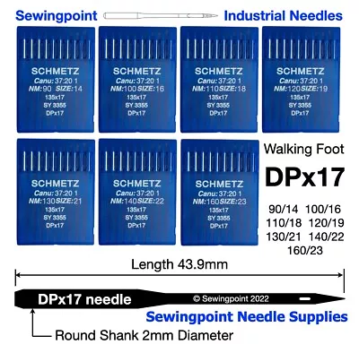 Schmetz DPx17 Industrial Walking Foot Sewing Machine Needles 135x17 SY3355 UK • £4.37
