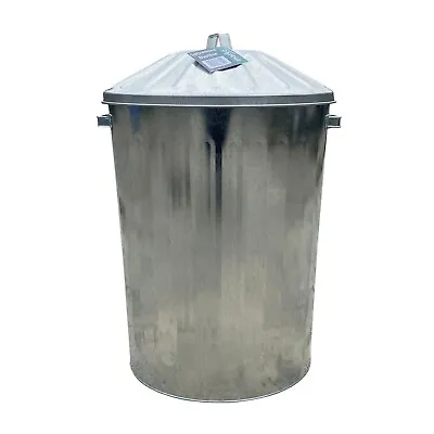 Garden Dustbin Large 90l Galvanised Metal Bin Rubbish Waste Heavy Duty Storage • £22.99