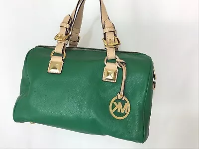 Michael Kors GRAYSON Signature Purse Large Pebbled Green Leather • $90