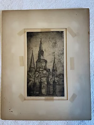 Knute Heldner St. Louis Cathedral New Orleans Etching Listed Louisiana Pencil • $225