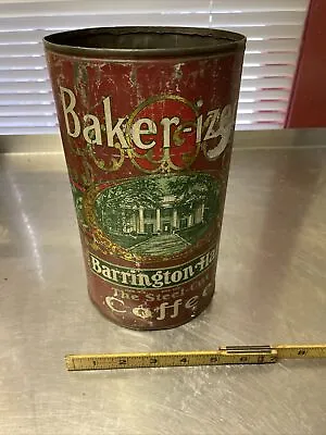 Baker-ized Coffee Can With Original Store Tin Barrington Hall 3 Lb Vintage • £92.17