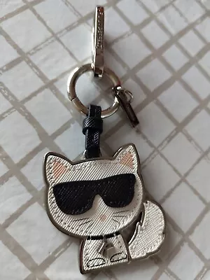 Karl Lagerfeld Keyring Cat Leather And Metal Keychain Bag Charm • £25.50