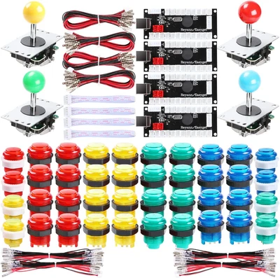 $120.99 • Buy 4 Player LED Arcade Games DIY Kit, 4X Fighting Joystick + 40X LED Arcade Buttons