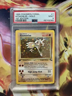 Hitmonlee 1st Edition PSA 9 Fossil 7/62 Holo Pokemon Card BGS PSA Slabs WOTC • $249