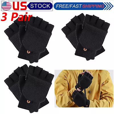 3x Unisex Mitten Gloves Fingerless Insulated Knit Winter Gloves Men Women Warm • $11.95