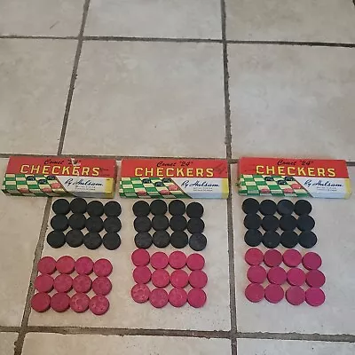 Vintage Halsam Comet Checkers / Contains 24 Pieces / Set No. 518 (3 Sets)  • $39.95