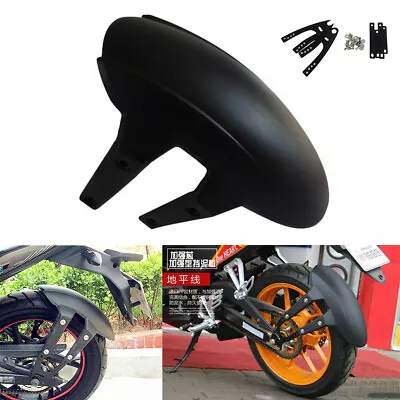 Black PVC Motorcycle Rear Wheel Cover Fender Splash Guard Mudguard With Bracket • $33.92