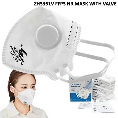 Ffp3 Nr Face Mask Sealed 4 Ply High Filtration Protection Cover Masks With Valve • £4.49