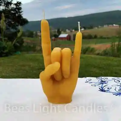 Rock On Beeswax Candle / Concert Hand Gesture / Rock Band / Music / All Natural • $16.78