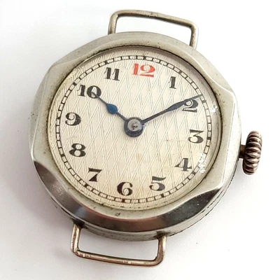 £45 • Buy ANTIQUE ART DECO 1920s WATCH TRENCH STYLE RED 12 VINTAGE WRISTWATCH 