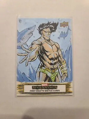 2022 Upper Deck Marvel Beginnings First Draft Sketch Card Namor By Kurobhie 1/1 • $199.99