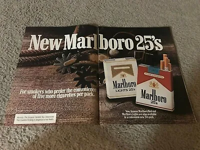 Vintage 1984 MARLBORO 25'S RED & LIGHTS CIGARETTES Pack Print Ad 1980s RARE • $7.99