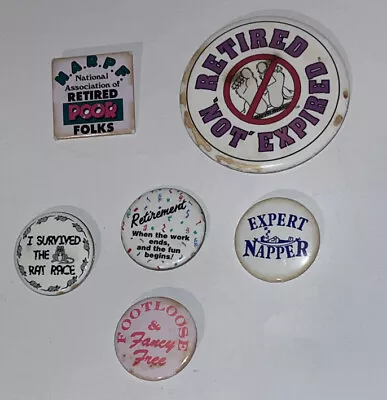 Vintage Pin Back Button Lot Of 6 Pins • $13