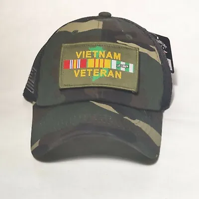  Vietnam Veteran Jungle Camo Removable Patch Military Baseball Cap Mesh Back • $24.99