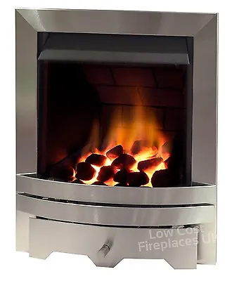 Silver Chimney Coal Fireplace Inset Insert Contemporary Slimline Modern Gas Fire • £259