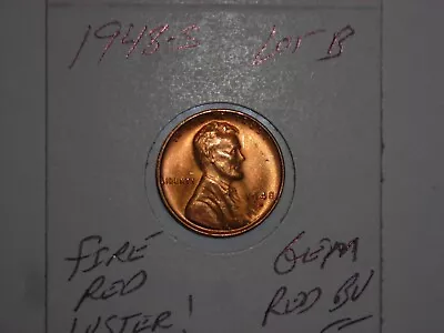 Wheat Penny 1948S GEM RED BU LOT #B LINCOLN CENT 1948-S UNC FIRE RED LUSTER • $7.98