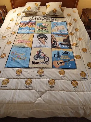 Vintage Elvis Presley Memory Fabric Blanket Duvet Queen & 2 Cushions • $128.46