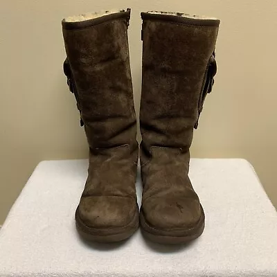 Ugg Australia Boots Brown Gold Buckle Womens Size 5 Retro Cargo Pocket • $26