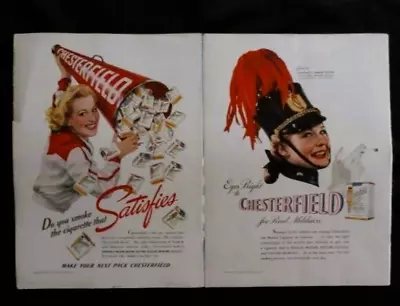 Two 1940 Magazine Ads ~ Chesterfield Cigarettes ~ Marion Hutton Cheerleader • $16.50