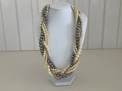 Avon Multi Strand Twist Necklace Faux Pearl • £5