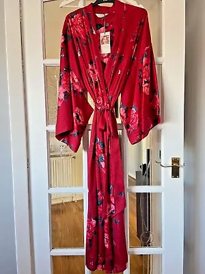 Bnwt M&s Rosie @ Autograph Satin Red Floral Print Dressing Gown Robe • £25