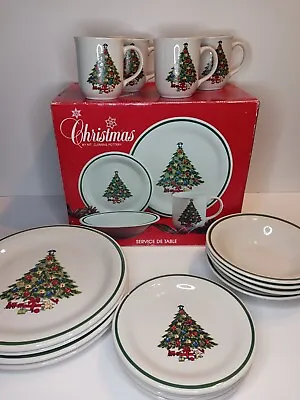 Mt. Clemens Pottery 16pc Christmas Tree Dinnerware Set Dishes Place Settings • $27.99