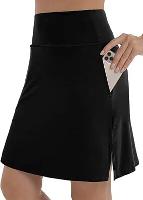 $10.99 • Buy Womens Black 20  Athletic Skort Knee Length Tennis Golf Skirt Gym Sz S