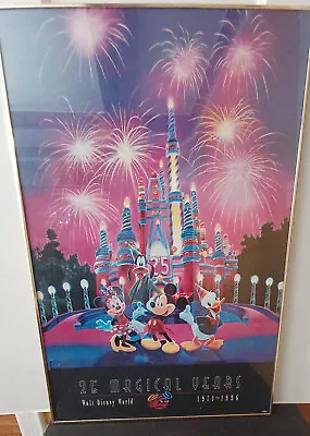 Walt Disney World Magic Kingdom 25 Magical Years Framed Poster 1971 - 1996 • $105